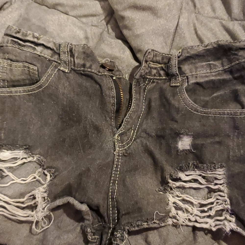 Black jean shorts ripped